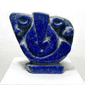 Lord Ganesha 16' religious Lapis Lazuli sculpture by artist Rambali Prajapati, 11x10 inch, on lapis lazuli