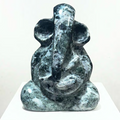 Lord Ganesha 2' religious Agate Gemstone sculpture by artist Rambali Prajapati, 11x9 inch, on agate gemstone