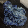 Lord Ganesha 20' religious Sodalite Gemstone sculpture by artist Rambali Prajapati, 7x8 inch, on sodalite gemstone
