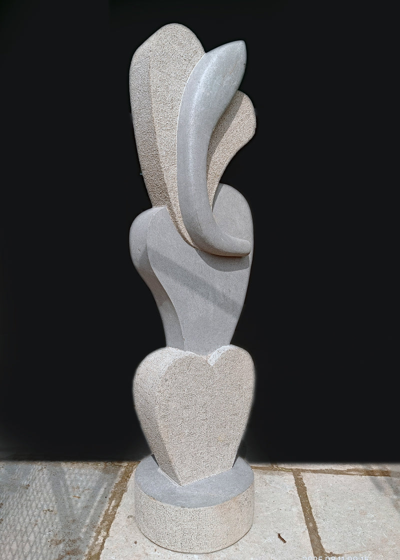 Lord Ganesha' religious Black Basalt Stone sculpture by artist Hariram Phad, 48x12 inch, on black basalt stone
