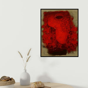 Basuki Dasgupta's 'Lord Ganesha (Hidden Divinity)' painting visualized above a sofa in a contemporary room.