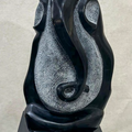 Lord Ganesha' religious Black Obsidian sculpture by artist Rambali Prajapati, 21x14 inch, on black obsidian