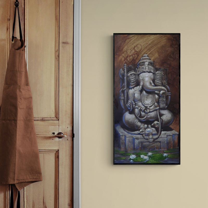In-situ view of Atul Gendle's 'Lord Ganesha (Serene Presence)' painting in a room
