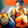 Religious acrylic painting titled 'Lord Ganesha', 36x48 inches, by artist Sanjay Tandekar on Canvas