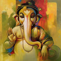 'Lord Ganesha' religious acrylic painting by artist Sanjay Lokhande, 30x30 inch, on canvas