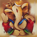 'Lord Ganesha' religious acrylic painting by artist Paras Parmar, 24x24 inch, on canvas