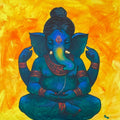 Lord Ganesha' religious acrylic painting by artist Chaitan Bhosale, 36x36 inch, on canvas