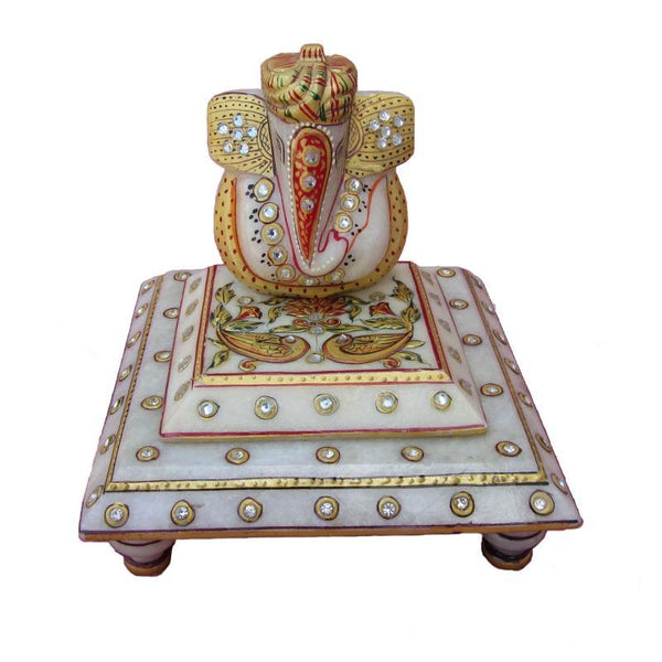 Lord Ganesha Marble Statue On Cho by Ecraft India | ArtZolo.com