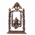 Religious handicraft titled 'Lord Ganesha On Jhoola', 11x7x3 inches, by artist Brass Handicrafts on Brass