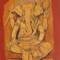 Lord Ganesha In Pensive Mood' religious oil painting by artist Ajay Harit, 36x24 inch, on canvas