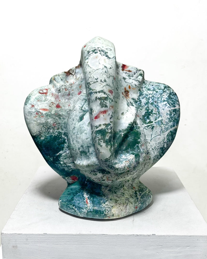 'Lord Ganesha Series 1' religious Agate Gemstone sculpture by artist Rambali Prajapati, 9x11 inch, on agate gemstone