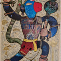 Lord Hanuman' religious mixed-media painting by artist G Subramanian, 24x18 inch, on canvas