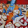 Lord Krishna' animals acrylic painting by artist Anirban Seth, 36x24 inch, on canvas