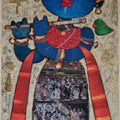 'Lord Krishna' religious mixed-media painting by artist G Subramanian, 29x18 inch, on canvas