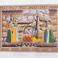 Lord Krishna And Radha With Gopikas 5' religious miniature Traditional Art by artist Unknown, 11x14 inch, on silk