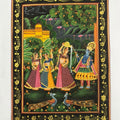 Lord Krishna And Radha With Gopis 1' religious miniature Traditional Art by artist Unknown, 12x10 inch, on silk