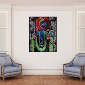 In-situ view of Anil Kumar Vishwakarma's 'Lord Krishna (Banke Bihari Ji)' painting in a room