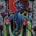 Religious acrylic painting titled 'Lord krishna (Banke Bihari Ji)', 48x36 inches, by artist Anil K Vishwa on Canvas