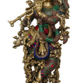 Religious handicraft titled 'Lord Krishna Playing Flute 2', 26x12x9 inches, by artist Brass Handicrafts on Brass