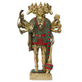 Religious handicraft titled 'Lord Panchmukhi Hanuman', 14x8x4 inches, by artist Brass Handicrafts on Brass
