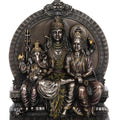 Religious handicraft titled 'Lord Shiva Parivar Sitting On Singhasan', 6x12x3 inches, by artist Brass Handicrafts on Polyresin, Bronze