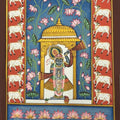 Lord Shrinathji 2' religious pichwai Traditional Art by artist Unknown, 14x11 inch, on silk