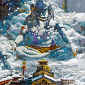 Lord Of Snow' religious mixed-media painting by artist Anil Kumar, 56x32 inch, on canvas