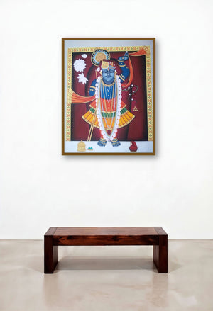 Lord Sreenath (Divine Aura) by artist Rajendra Khanna displayed in a Rustic Home Office