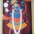 Religious tribal painting titled 'Lord Sreenath', 36x24 inches, by artist Rajendra Khanna on Cloth