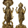 Religious handicraft titled 'Lord Vishnu And Goddess Laxmi', 18x7x5 inches, by artist Brass Handicrafts on Brass