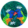 Lorikeet Love' nature acrylic painting by artist Sreya Gupta, 28x28 inch, on canvas
