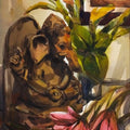 Lotus And The Lord' religious watercolor painting by artist Subrata Malakar, 22x15 inch, on paper