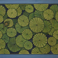 Nature mixed media painting titled 'Lotus Leaves Pichwai', 39x21 inches, by artist Pushkar Lohar  Pichwai on Cloth