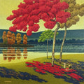 Lotus Pond 1' nature acrylic painting by artist Satish Mane, 36x36 inch, on canvas