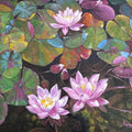 Lotus Pond 2' nature acrylic painting by artist Tamali Das, 26x40 inch, on canvas