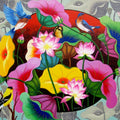 'Lotus Pond 21' nature acrylic painting by artist Nur Ali, 20x24 inch, on canvas