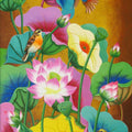 Lotus Pond 29' nature acrylic painting by artist Nur Ali, 28x16 inch, on canvas