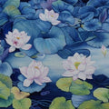 Nature oil painting titled 'Lotus Pond 36', 36x60 inches, by artist Sulakshana Dharmadhikari on Canvas