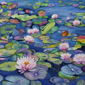 Nature oil painting titled 'Lotus Pond 40', 36x60 inch, by artist Sulakshana Dharmadhikari on Canvas