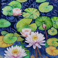 Lotus Pond' nature oil painting by artist Sulakshana Dharmadhikari, 36x24 inch, on canvas