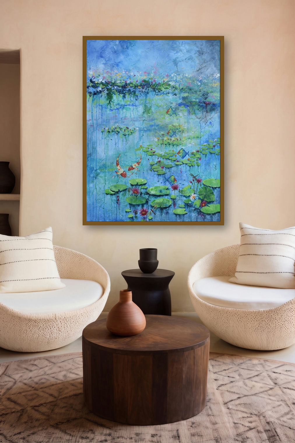 Lotus Pond (Water Garden) by artist Lisha N T displayed in a Curated gallery