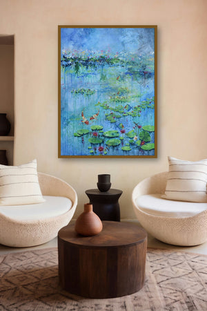 Lotus Pond (Water Garden) by artist Lisha N T displayed in a Curated gallery