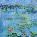 Abstract acrylic painting titled 'Lotus pond', 37x25 inches, by artist Lisha N T on Canvas