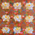 Nature acrylic painting titled 'Lotus Sutra', 30x30 inches, by artist Amita Dand on Canvas