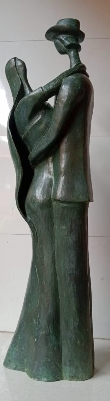 Love' figurative Bronze sculpture by artist Roy Chandan, 31x10 inch, on bronze