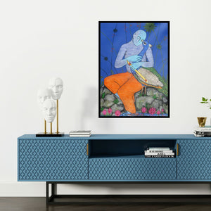 Preview of 'Love (Harmony with Nature)' Painting by Someshwar Patil shown on a wall in a furnished room.