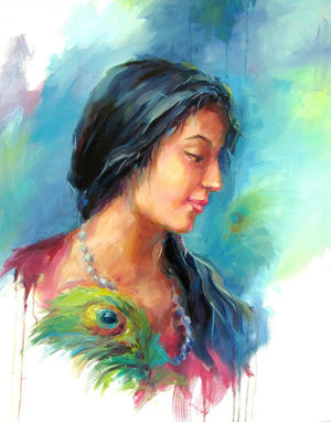 Love 4 by Raviraj, Print Oil Figurative Painting on Canvas, X-Small Vertical Wall Art