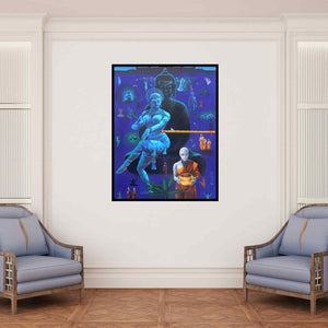 In-situ view of Rawindra Das's 'Love Of Amrpaali 2020 (Cosmic Dance of Divinity)' painting in a room