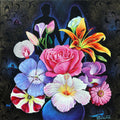 Love And Flower 3' figurative acrylic painting by artist Rawindra Das, 24x24 inch, on canvas