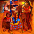Love In A Farming Family' figurative acrylic painting by artist Kalipada Purkait, 32x28 inch, on canvas